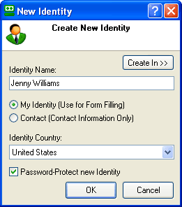 New Identity Name Dialog
