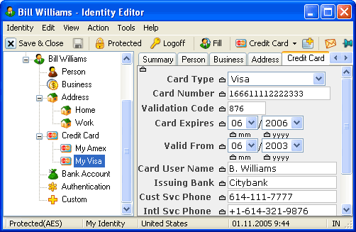 Credit Card Tab Instances in Identity Editor