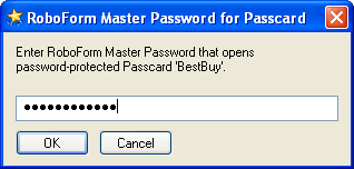 Request Master Password dialog